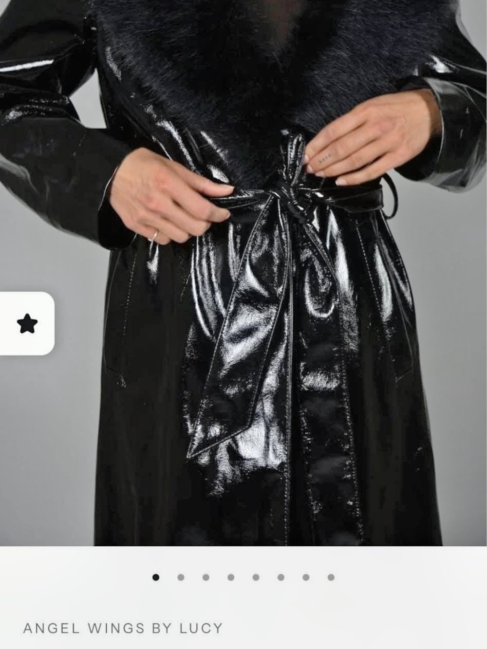 Angel Wings By Lucy Mcgill Black Faux Leather Trench Coat